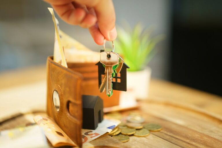 Home closing-cost documents, calculator and keys